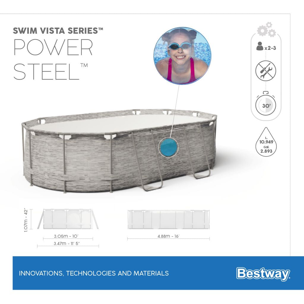 BESTWAY UIMA-ALLAS 488 X 305 X 107 CM POWER STEEL VISTA